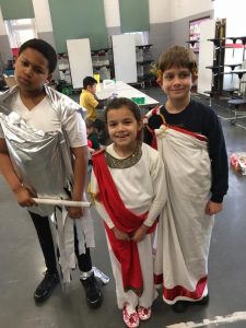 Kids ready for a toga party