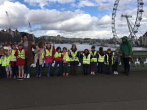 Children on a bridge near the London Eye