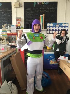 Man in a Buzz Lightyear costume